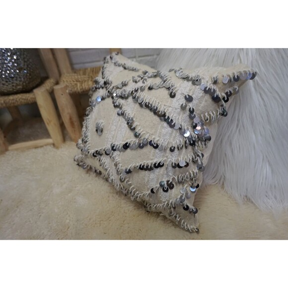 Moroccan Wedding Blanket Pillow Cover Vintage Handira Cushion 03YS00390 - Picture 5 of 10